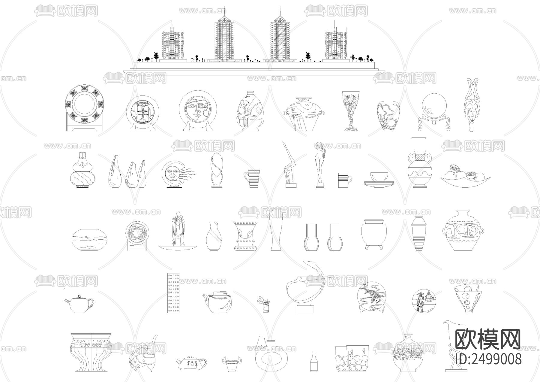 百款立面装饰品模块CAD图库下载（渲染图6）