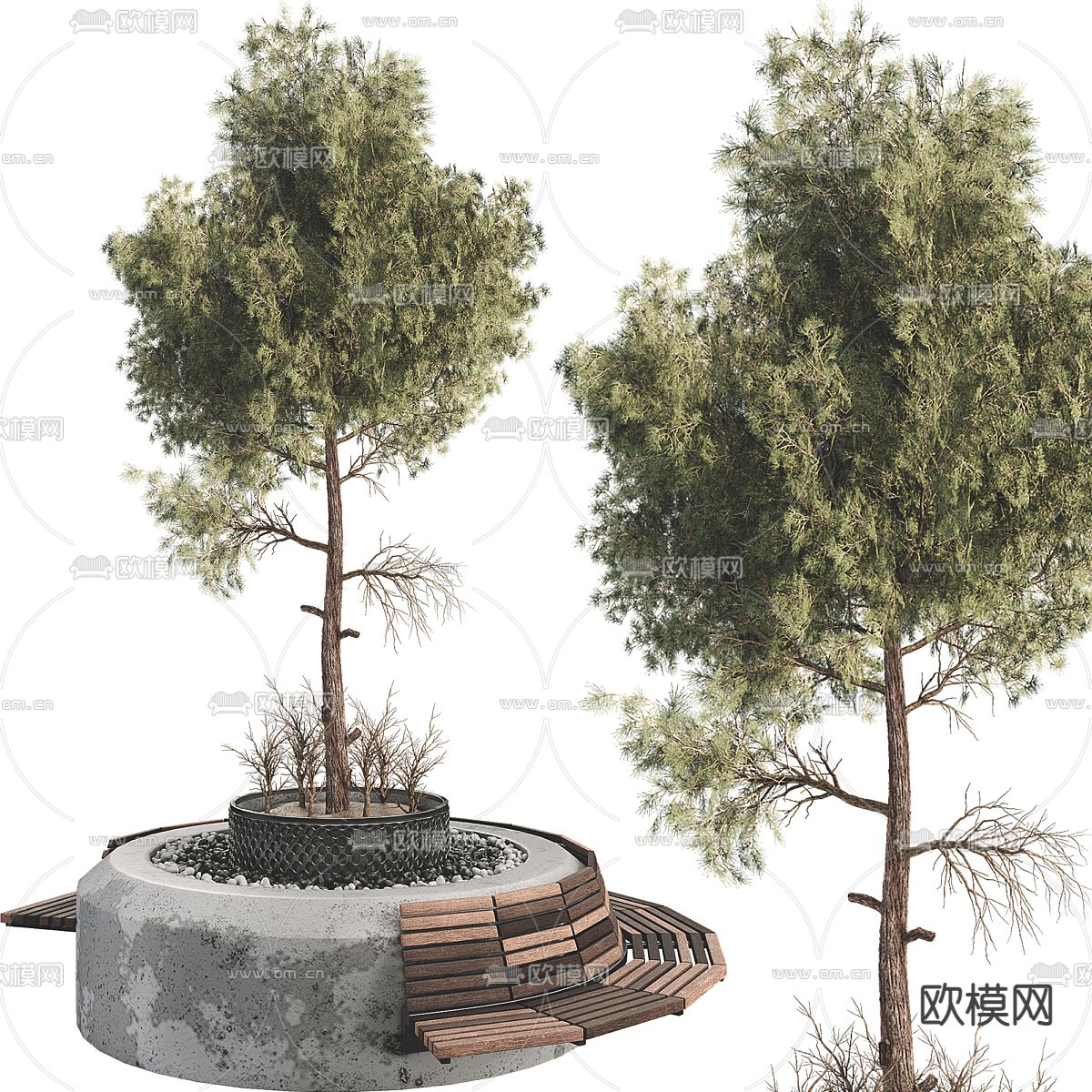 户外座椅 树池座椅 公园椅3d模型下载（渲染图1）