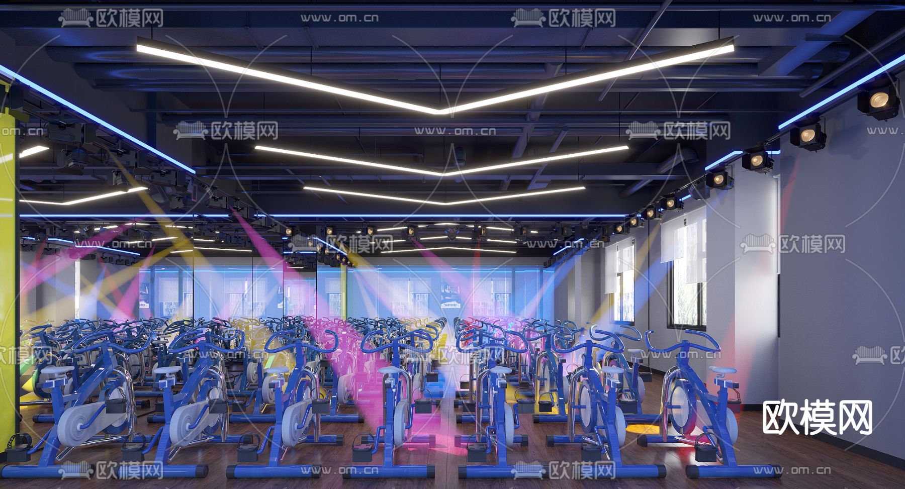 现代健身房3d模型下载