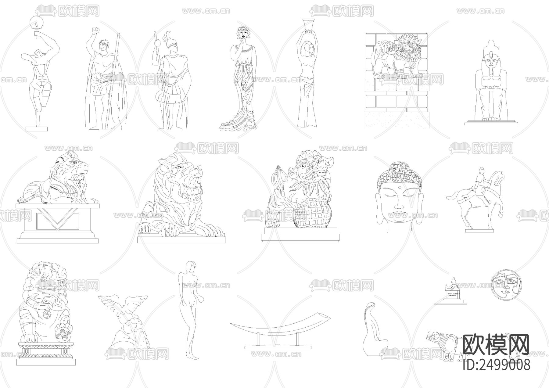 百款立面装饰品模块CAD图库下载（渲染图2）