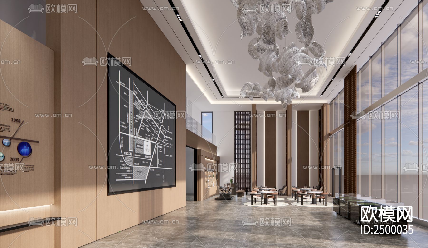 售楼部销售中心CAD施工图下载（渲染图1）