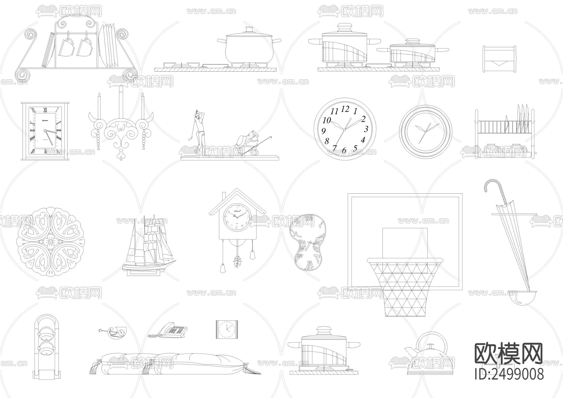 百款立面装饰品模块CAD图库下载（渲染图9）