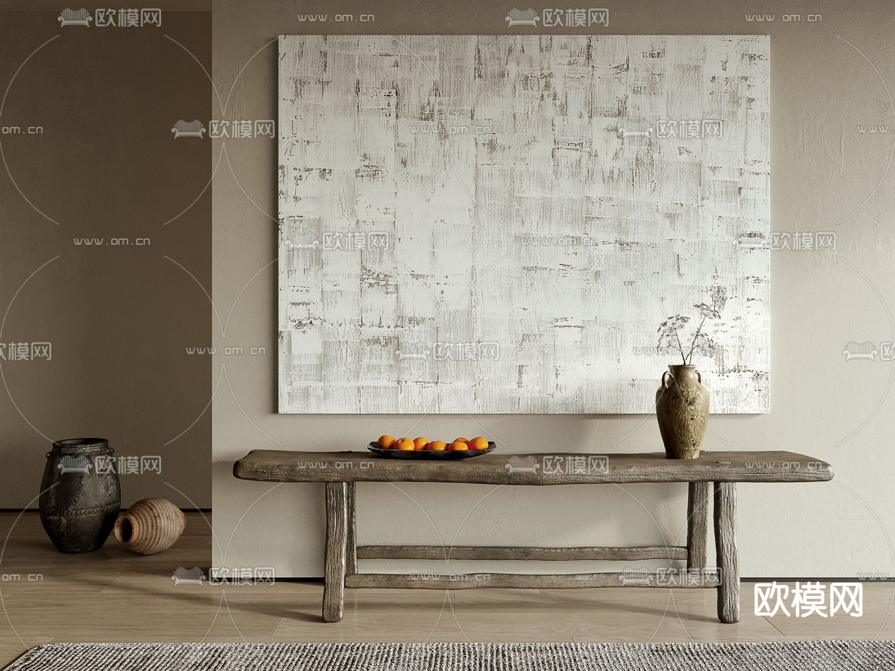 侘寂风装饰画 抽象画 挂画su模型