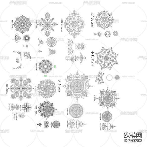 法式燈盤(pán)CAD施工圖下載(渲染圖5)