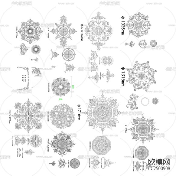 法式燈盤(pán)CAD施工圖下載(渲染圖6)