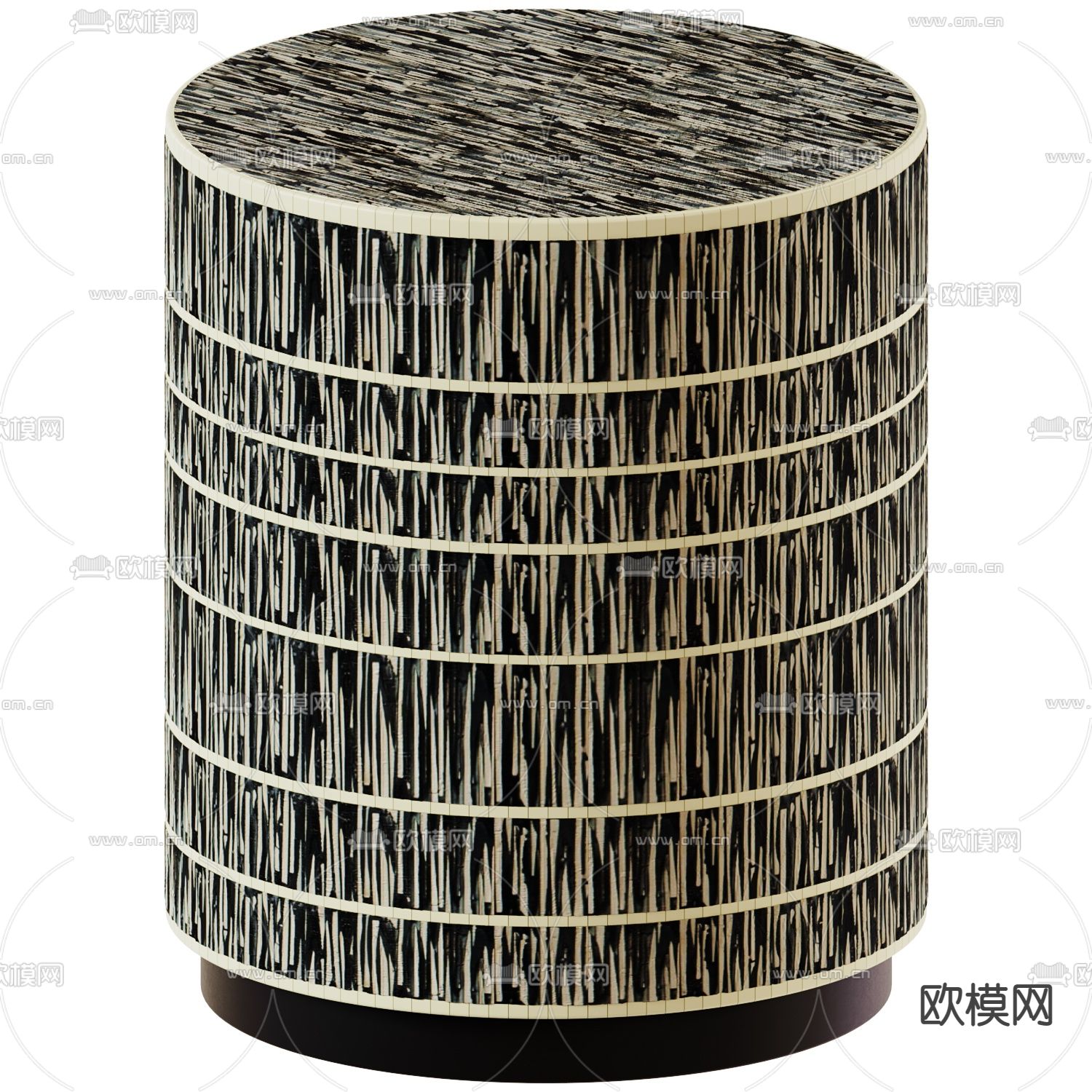 新中式创意圆凳免费3d模型下载