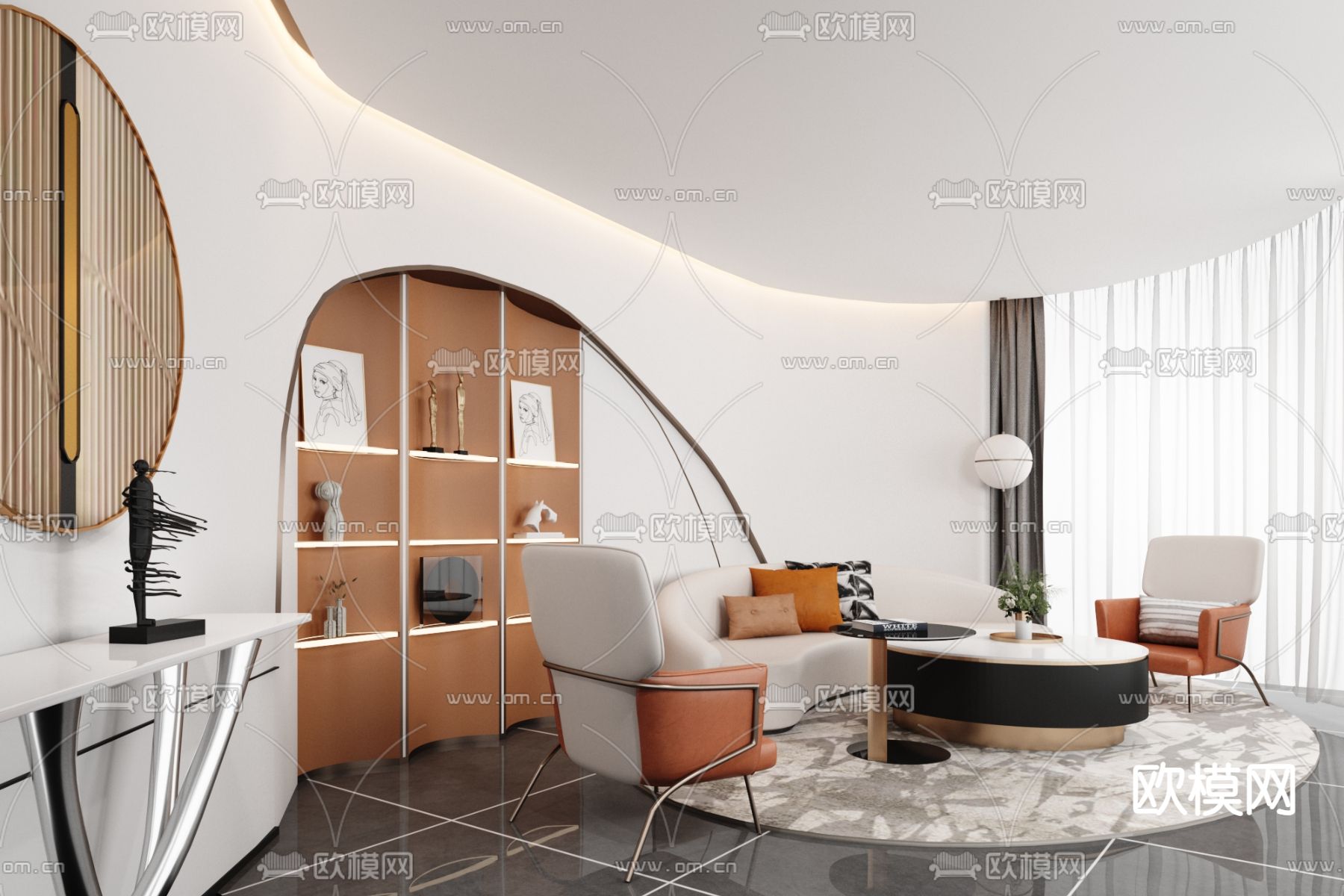 G&K桂睿诗 现代办公接待室3d模型下载