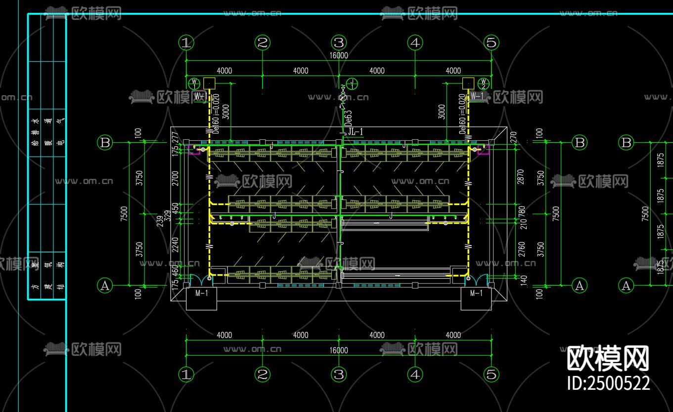 重岗中学抗震加固附属工程厕所给排水系统CAD施工图下载（渲染图3）