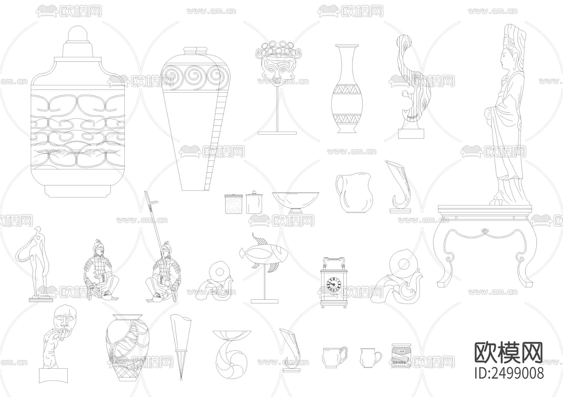 百款立面装饰品模块CAD图库下载（渲染图8）