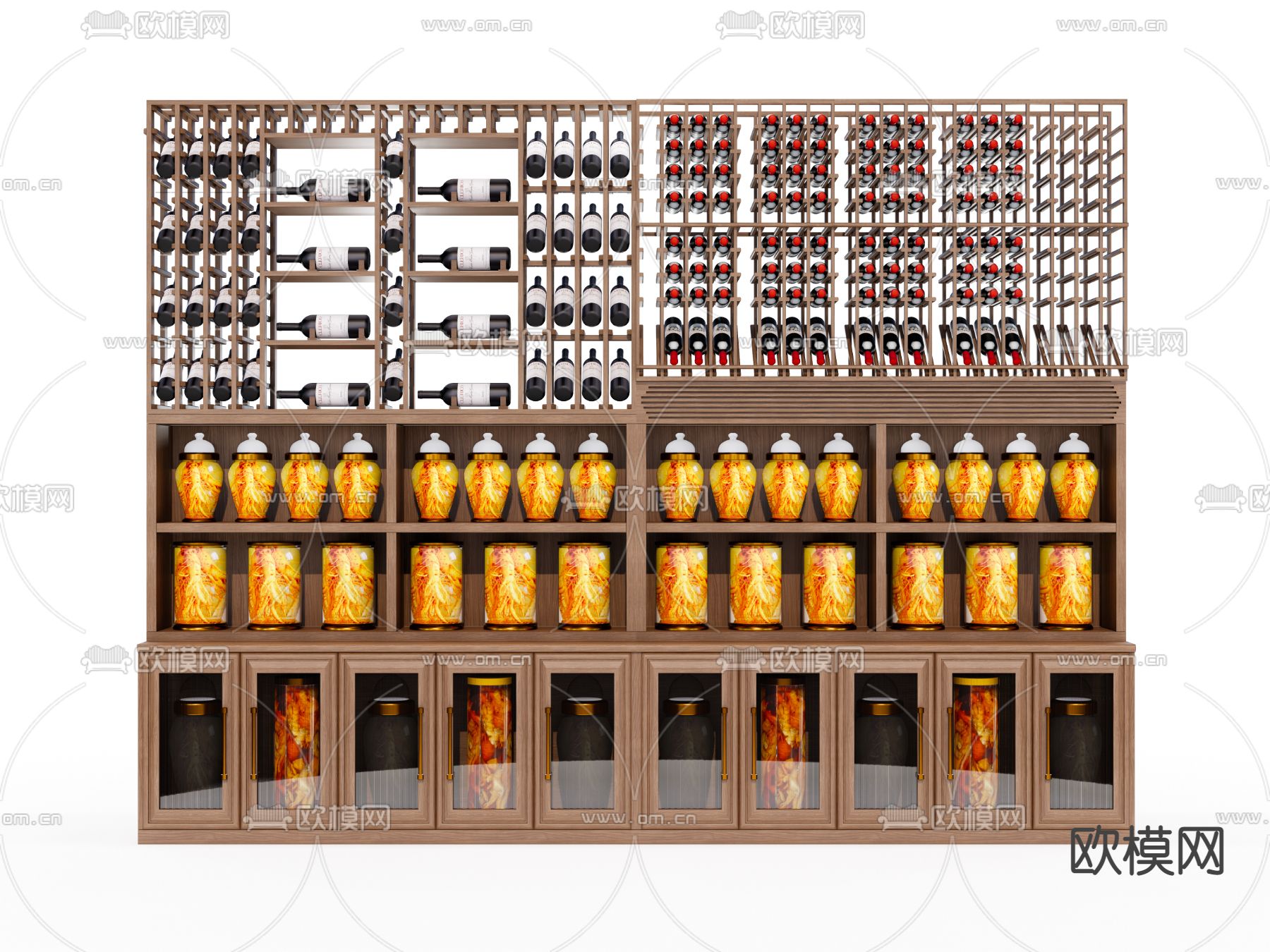 北欧开放格酒柜su模型下载（渲染图1）