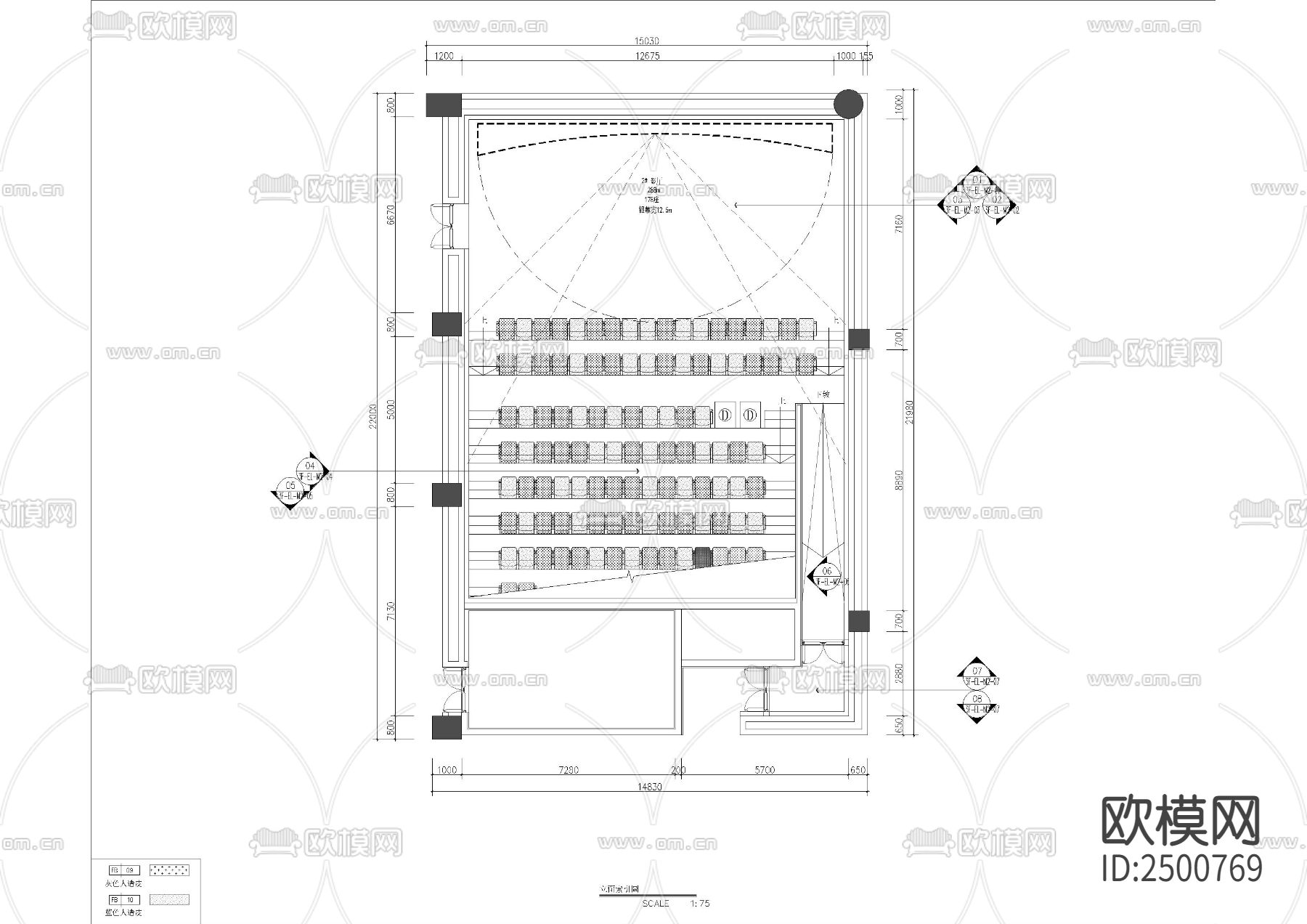 影厅平面CAD施工图-免费3dmax模型库-欧模网