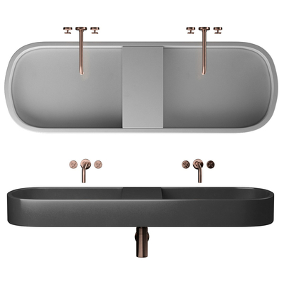  双台盆 洗手池 洗手台su模型 