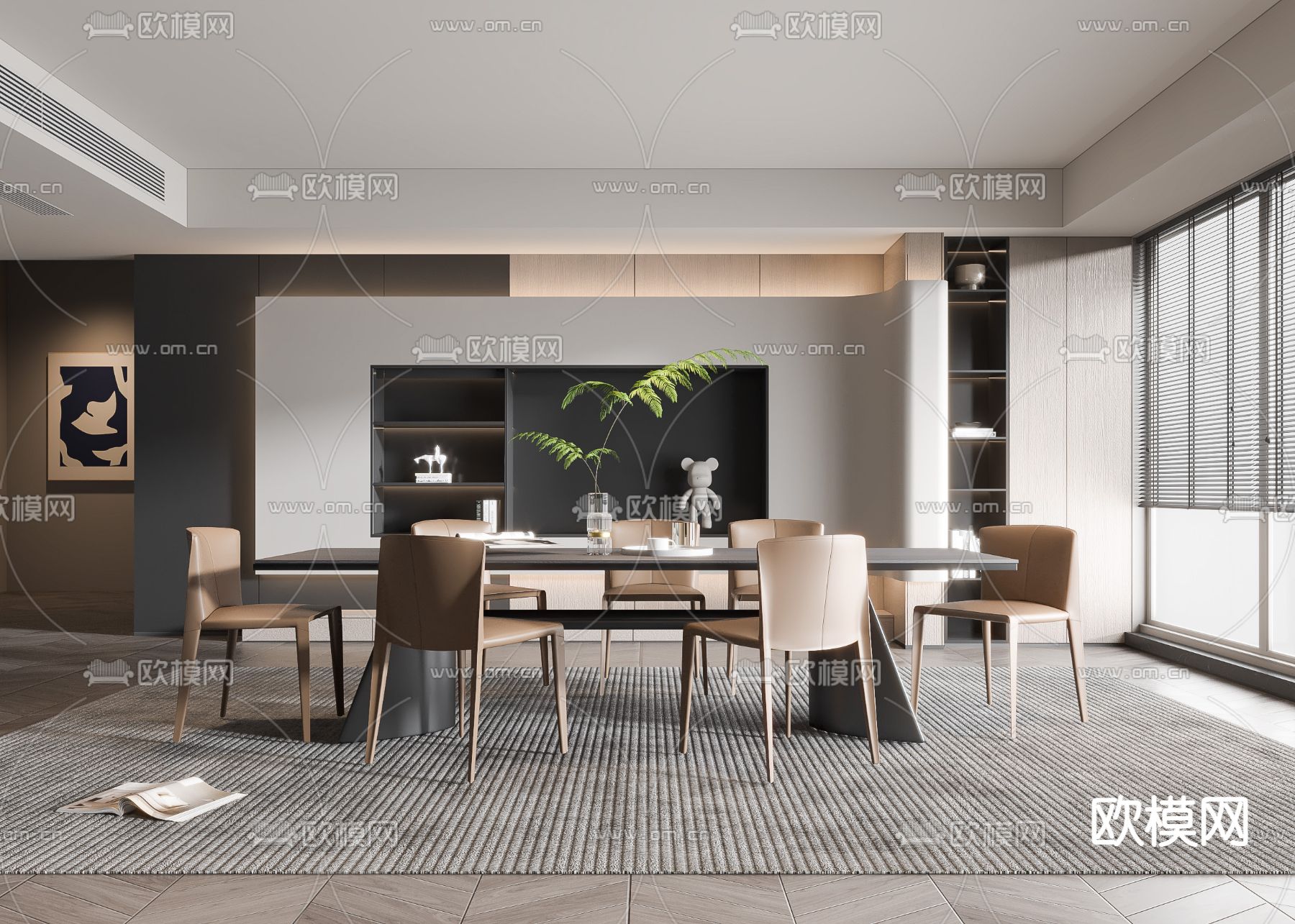 现代餐厅3d模型下载_ID13010157_3dmax免费模型-欧模网