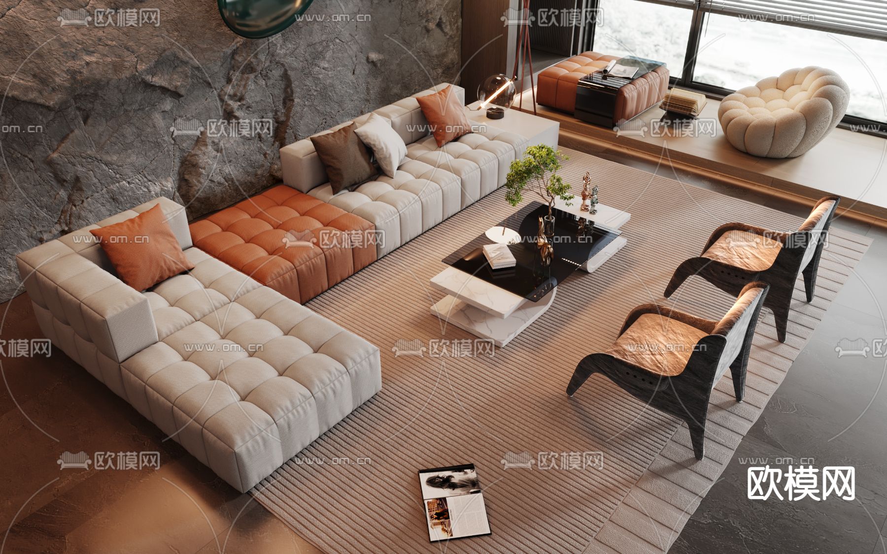 Minotti 米洛提 组合沙发3d模型下载_ID13012178_3dmax免费模型-欧模网