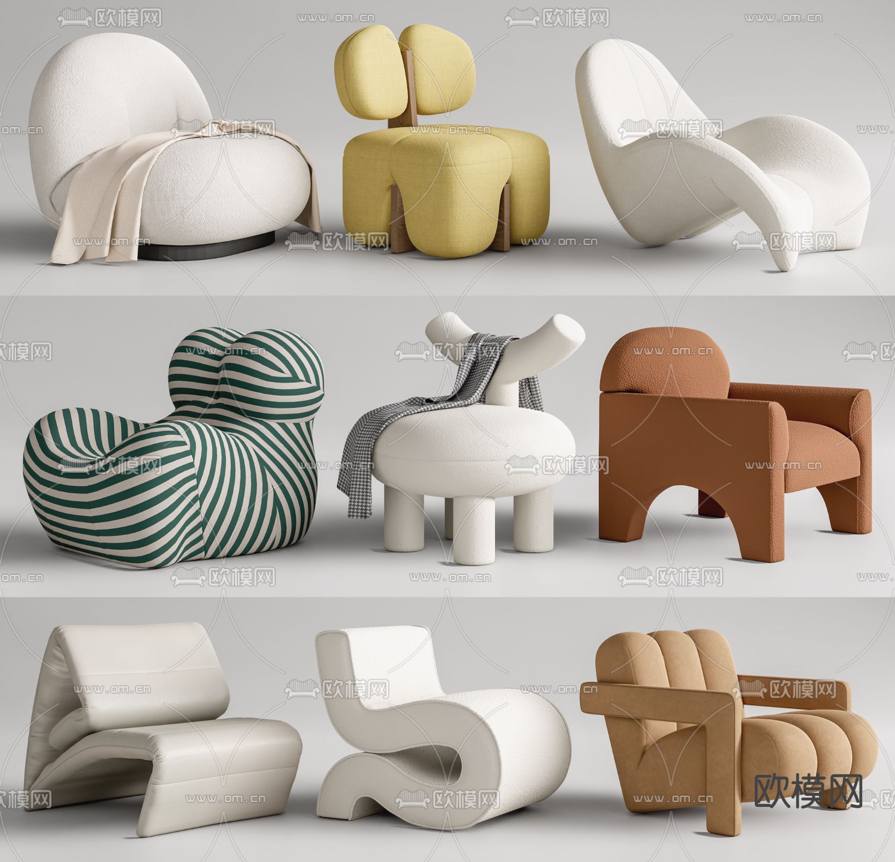 现代单人沙发su模型