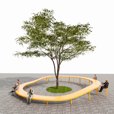  树池景观座椅 公共座椅su模型 