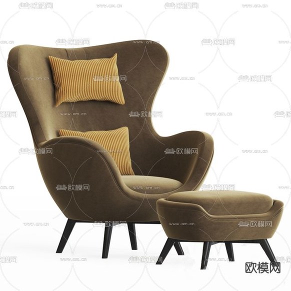 现代简约实木布艺休闲沙发免费3d模型下载_ID13012645_3dmax免费模型-欧模网