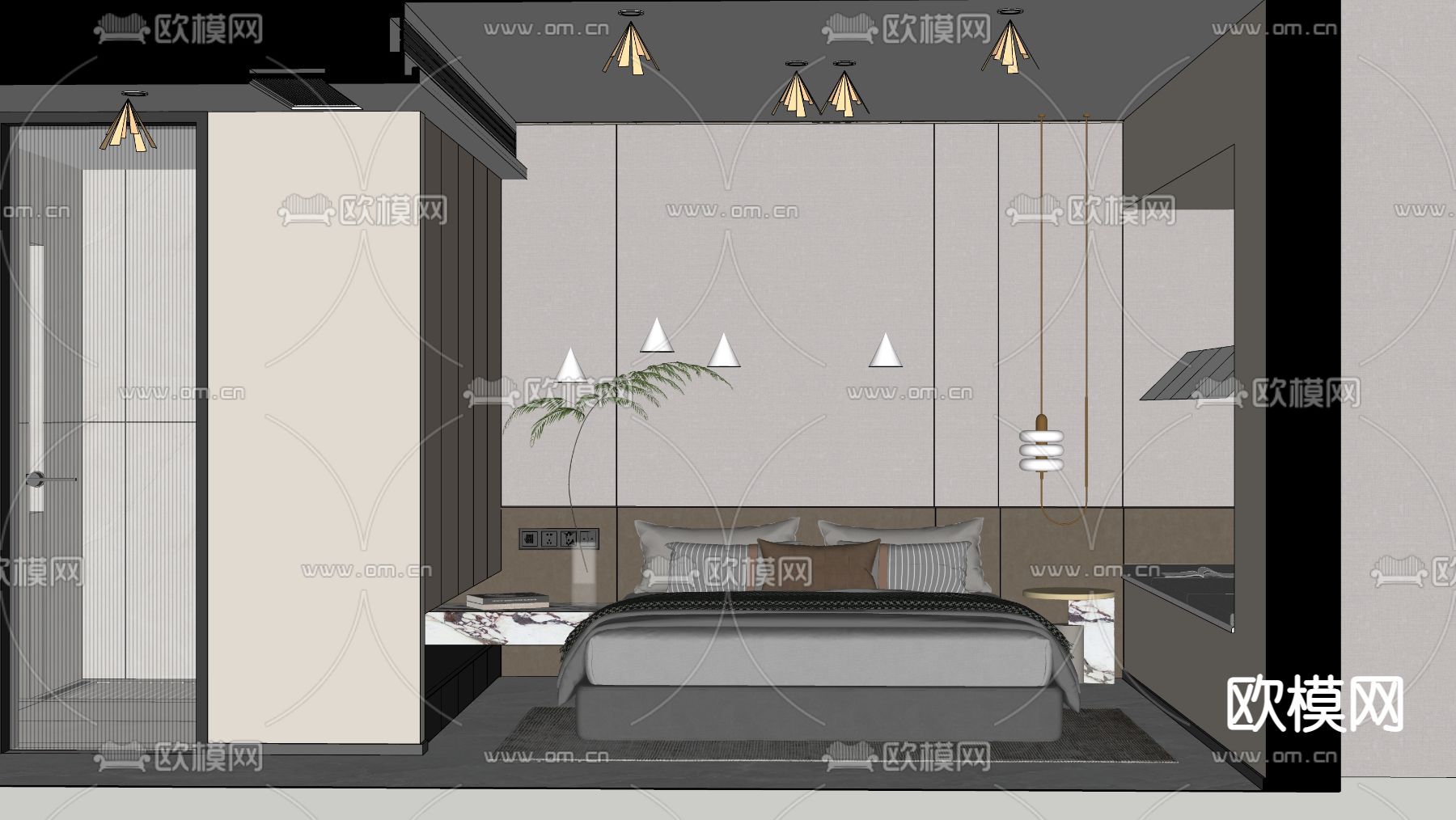 现代卧室su模型