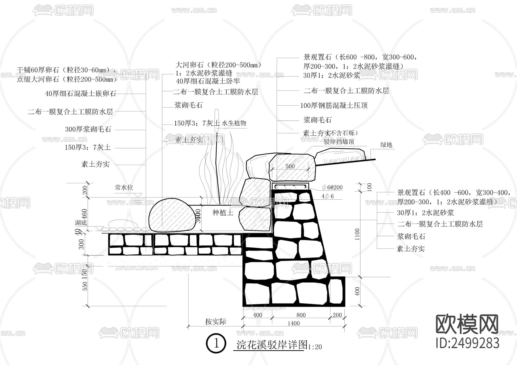 小溪等水CAD节点大样下载（渲染图2）