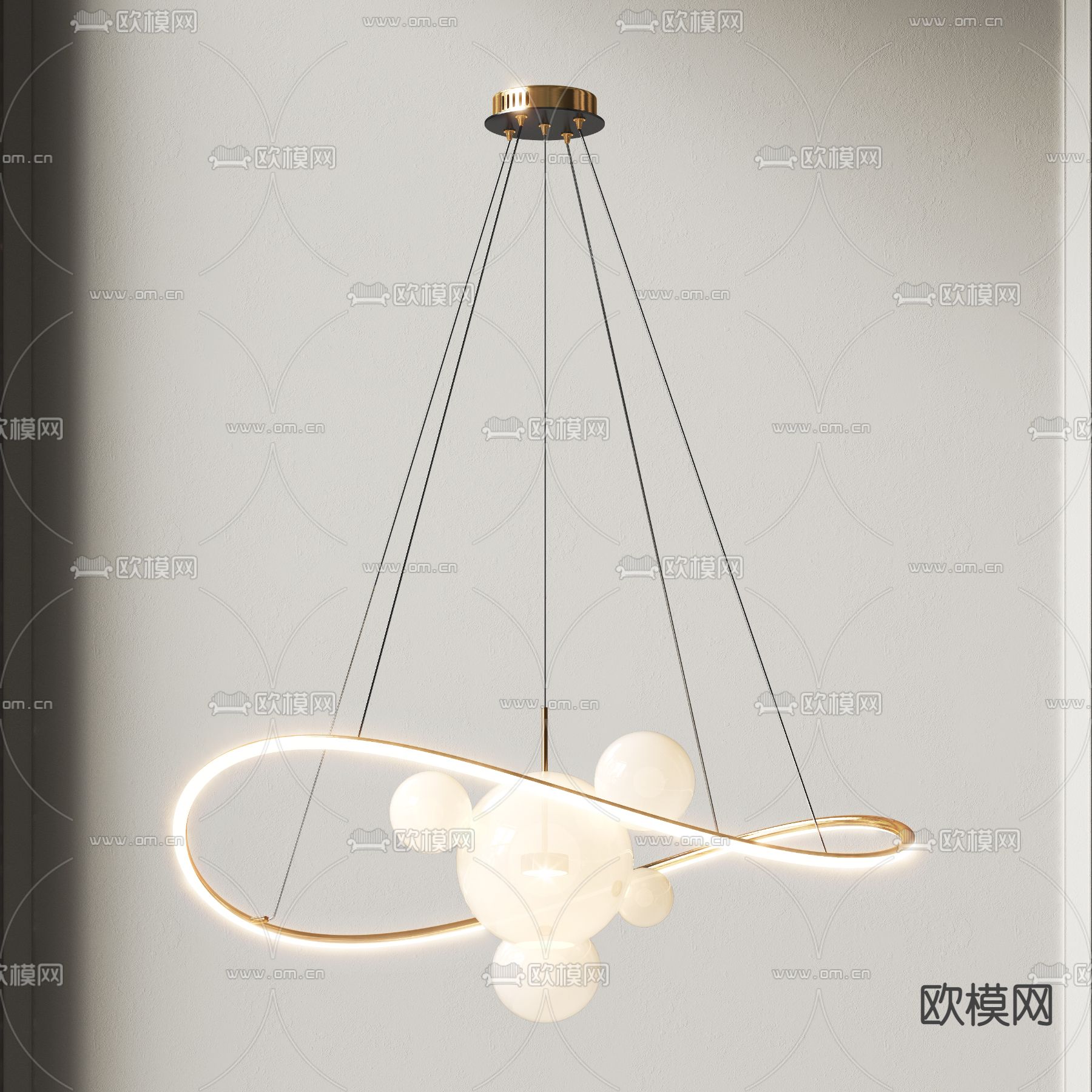 环形吊灯 餐厅吊灯3d模型下载_ID13009165_3dmax免费模型-欧模网