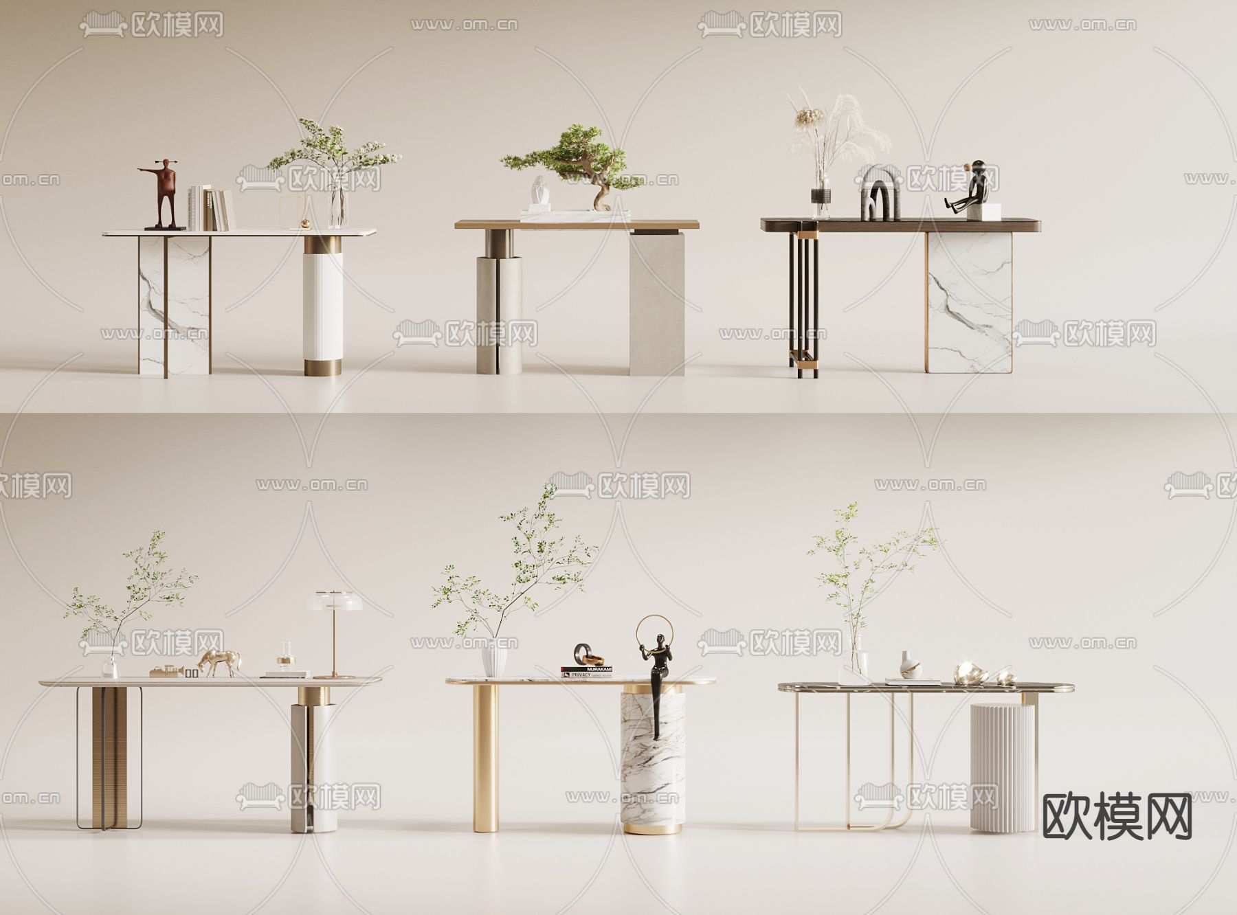 轻奢端景台 条案3d模型下载