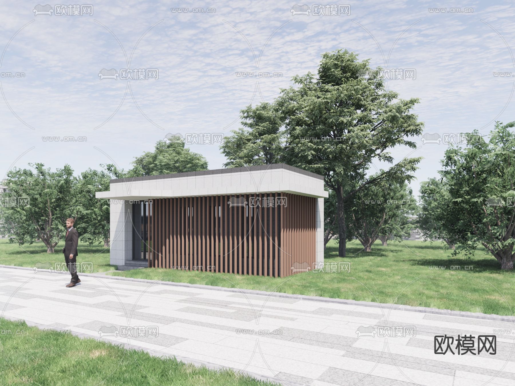 现代人防出入口 出地面楼梯su模型下载_ID13011724_sketchup模型下载-欧模网