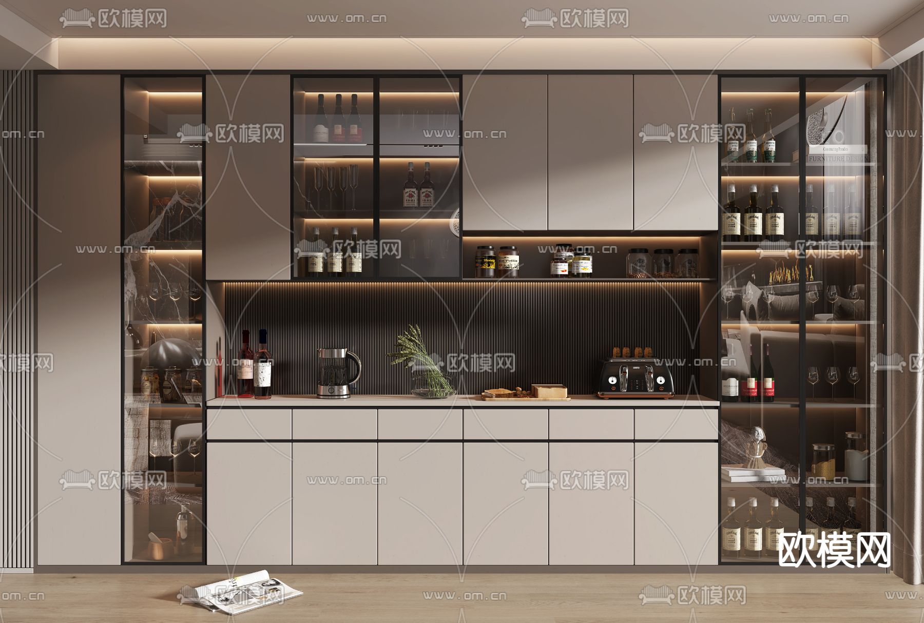 现代酒柜3d模型下载