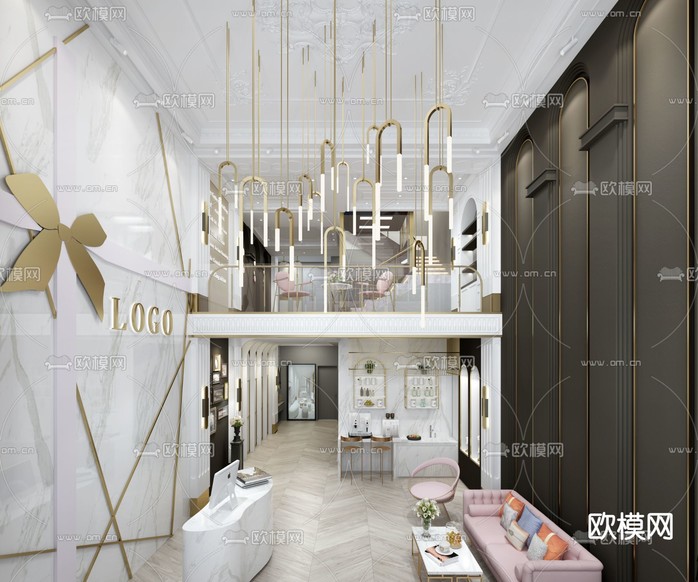 轻奢美容院3d模型下载(渲染图1)
