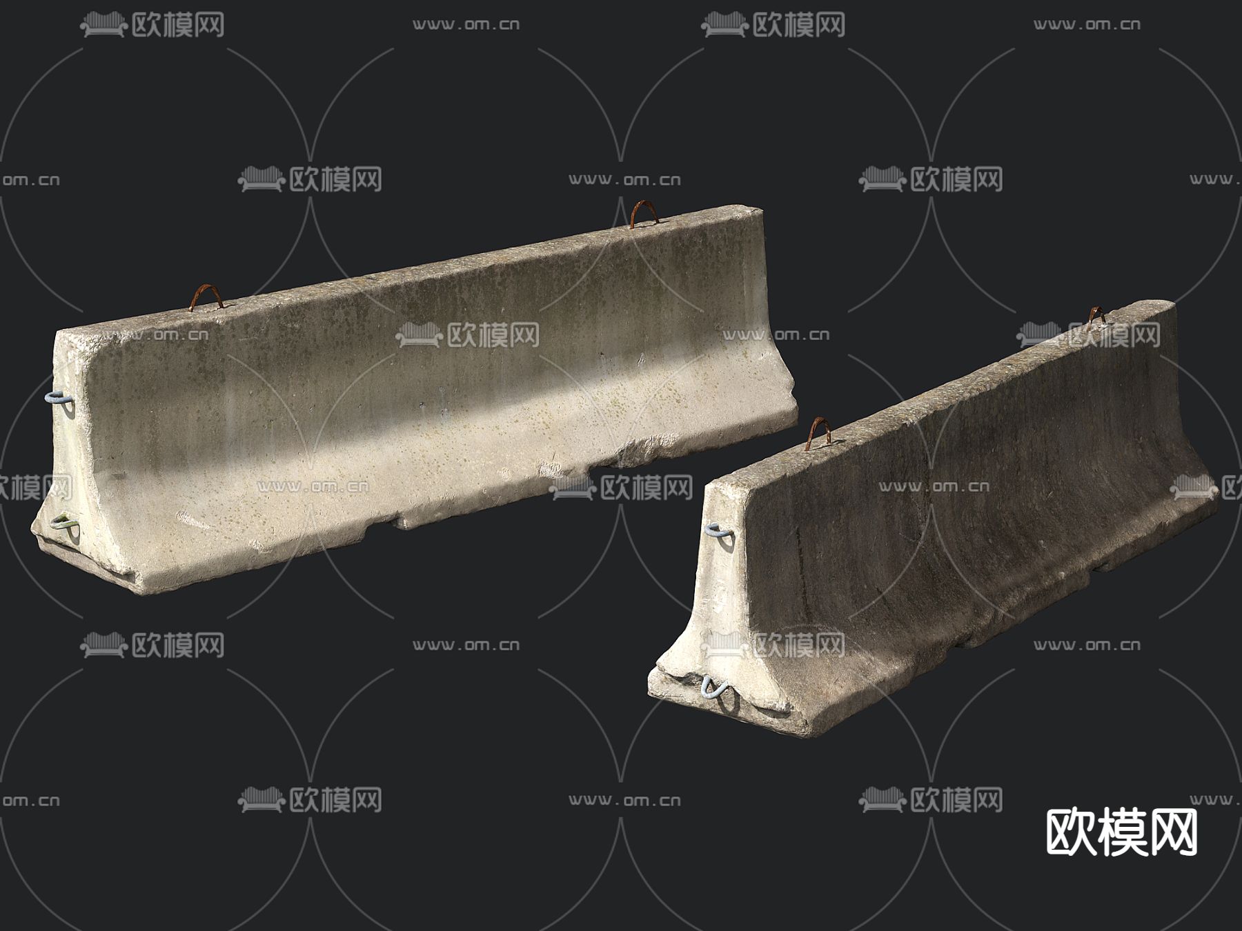 交通路障 混凝土护栏 交通配件3d模型下载