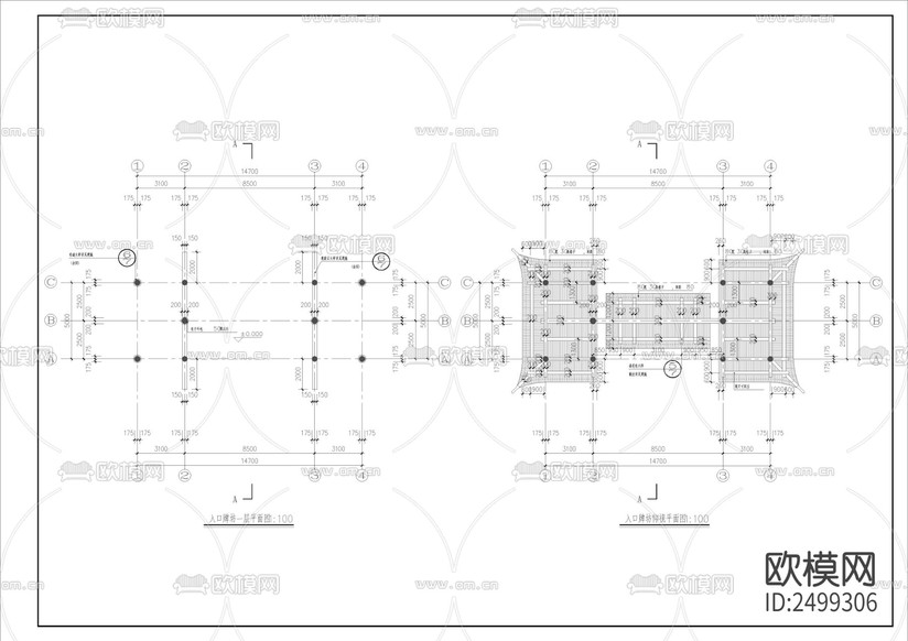 牌坊建筑CAD節(jié)點大樣下載(渲染圖7)