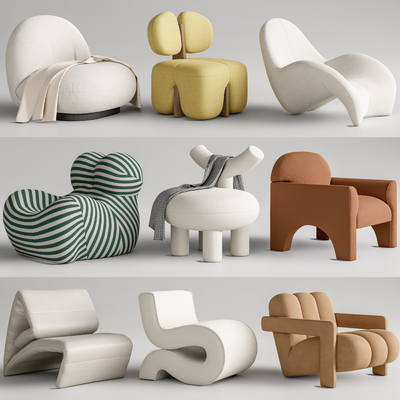 现代单人沙发su模型