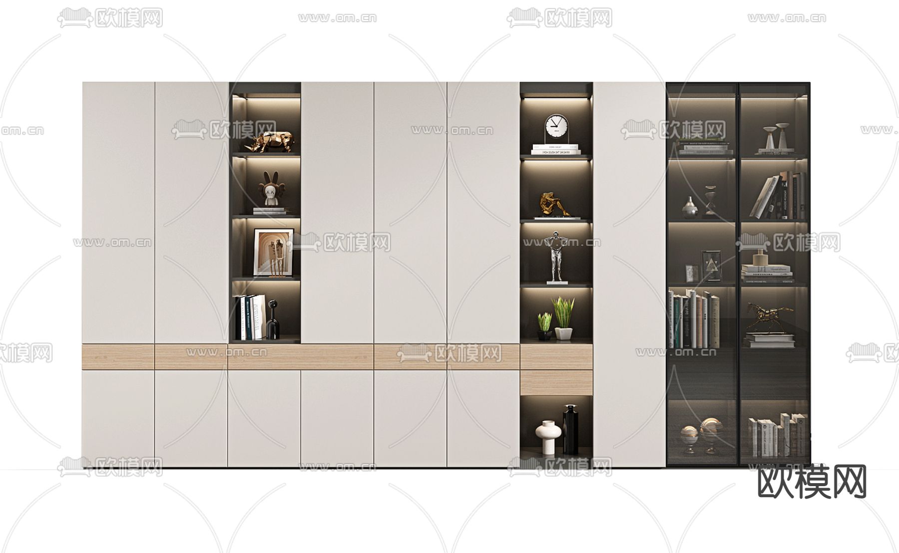 现代书柜su模型下载（渲染图1）