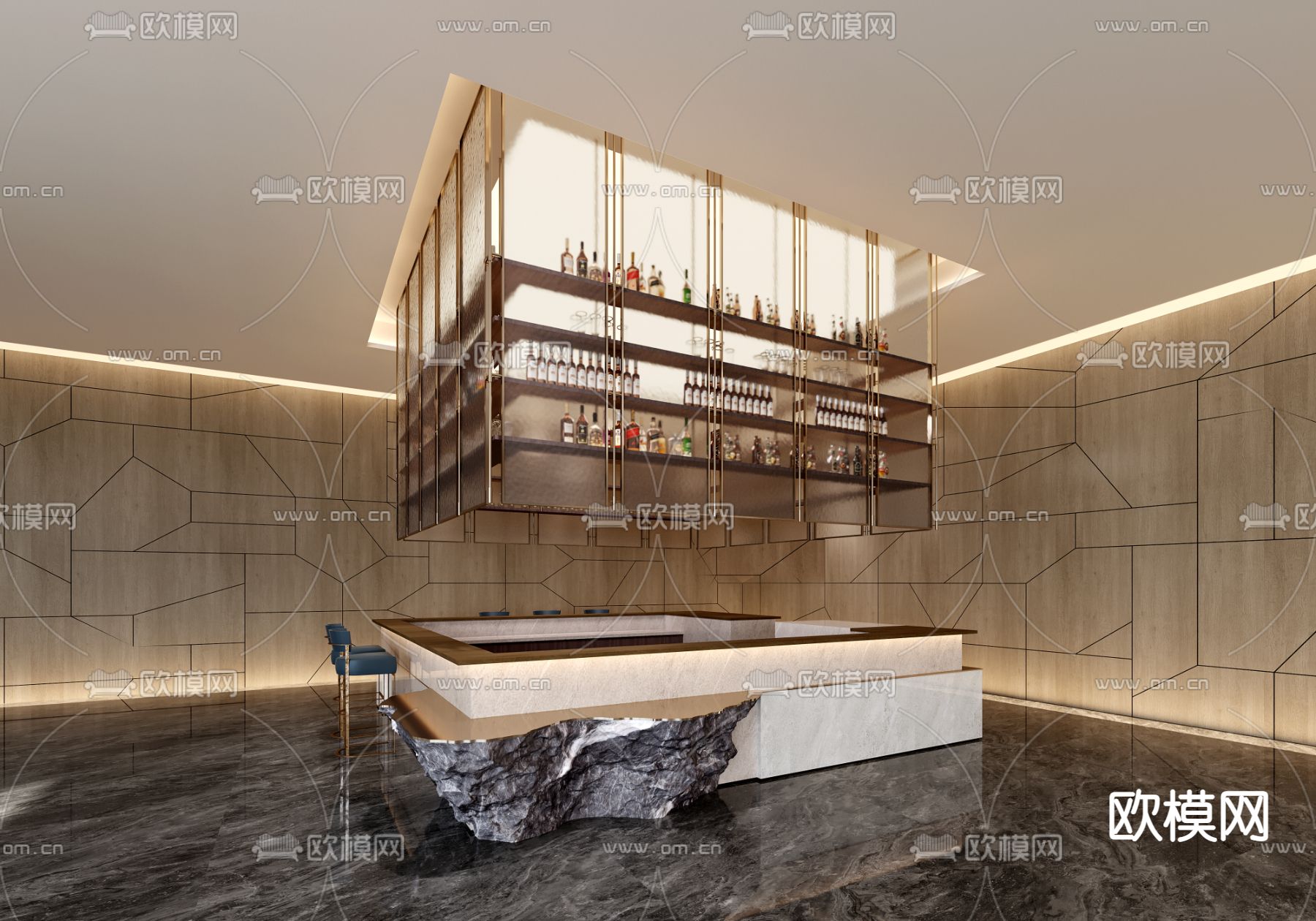 酒吧 吧台3d模型下载