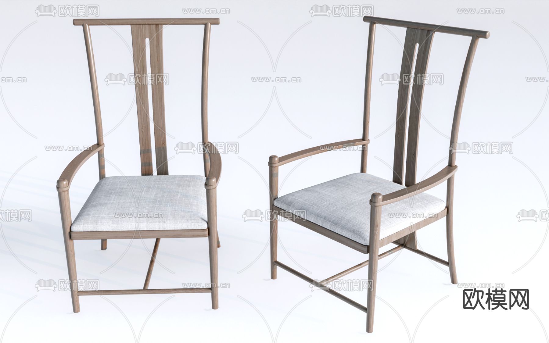 中式太师椅 椅子su模型下载（渲染图1）