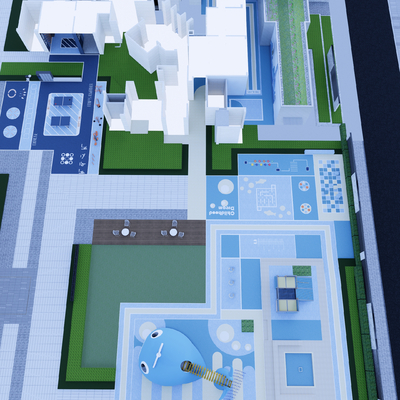  游乐场架空层 儿童活动区su模型 