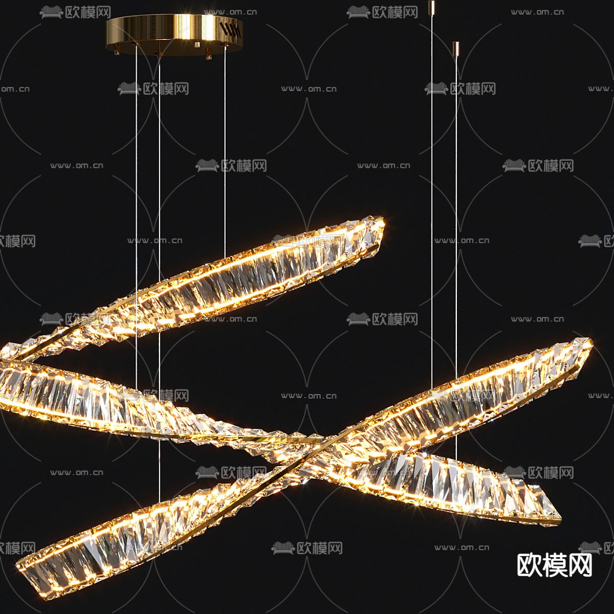 轻奢水晶吊灯 装饰吊灯3d模型下载（渲染图2）