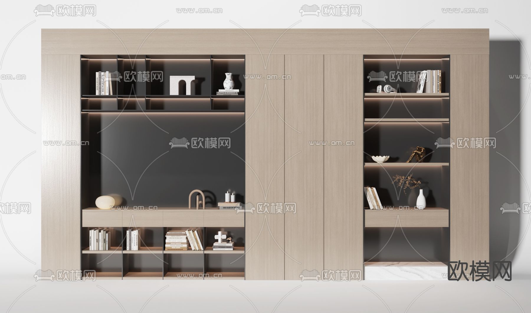 侘寂装饰柜 储物柜 书柜3d模型下载