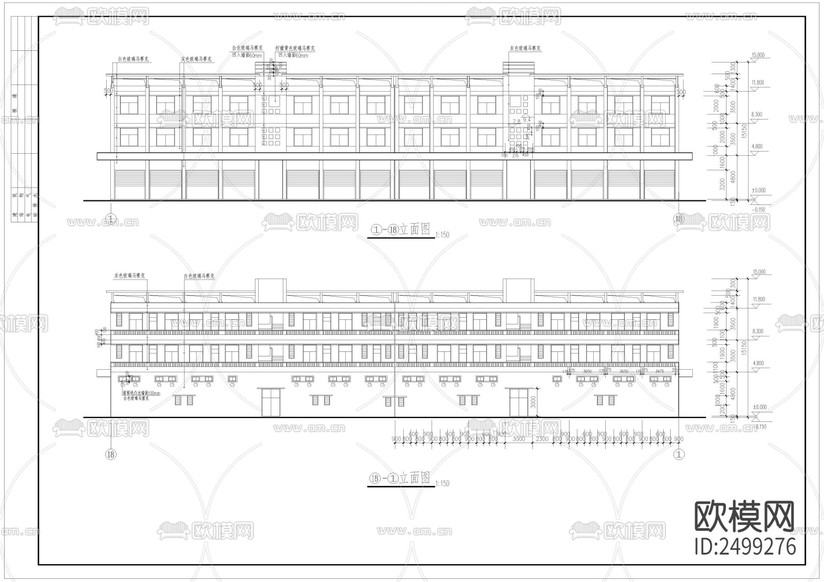 鄉(xiāng)村綜合樓建筑CAD施工圖下載(渲染圖5)