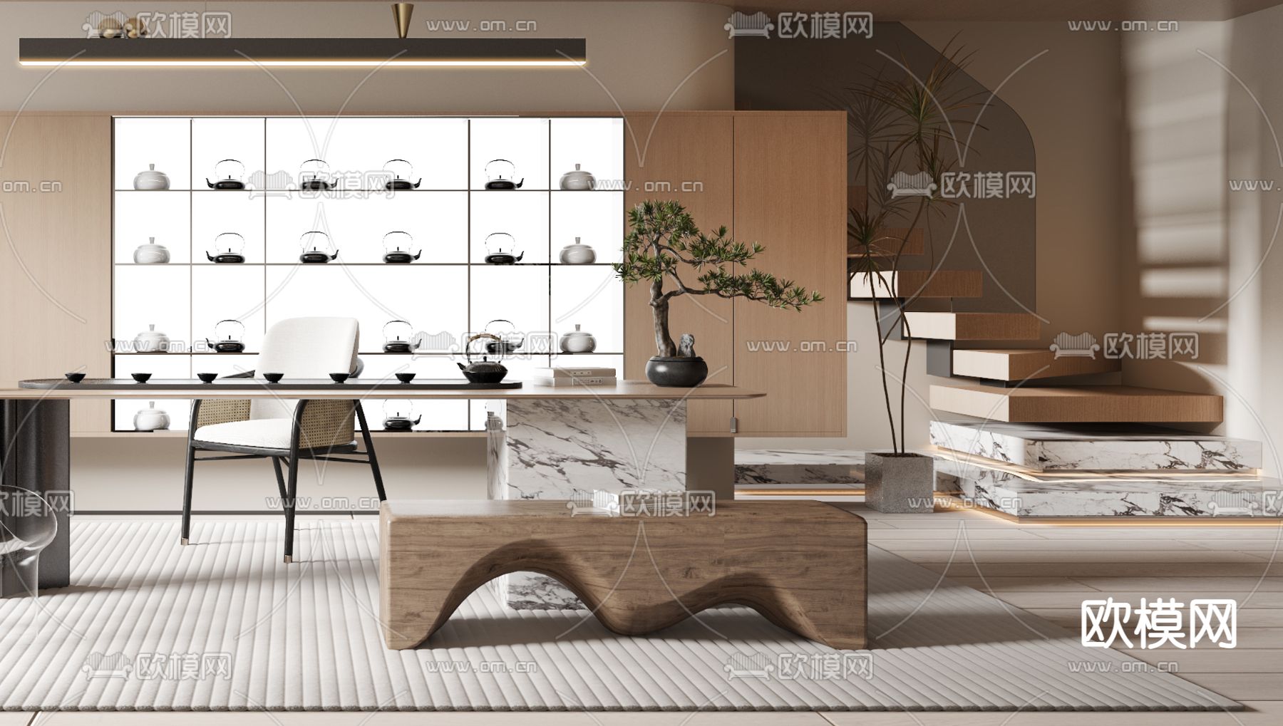 奶油风茶室3d模型下载（渲染图3）