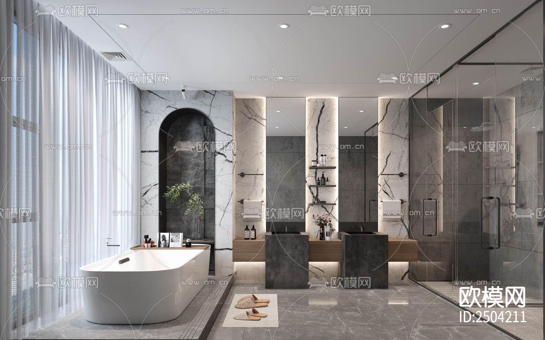 700㎡五层别墅室内CAD施工图下载（渲染图3）