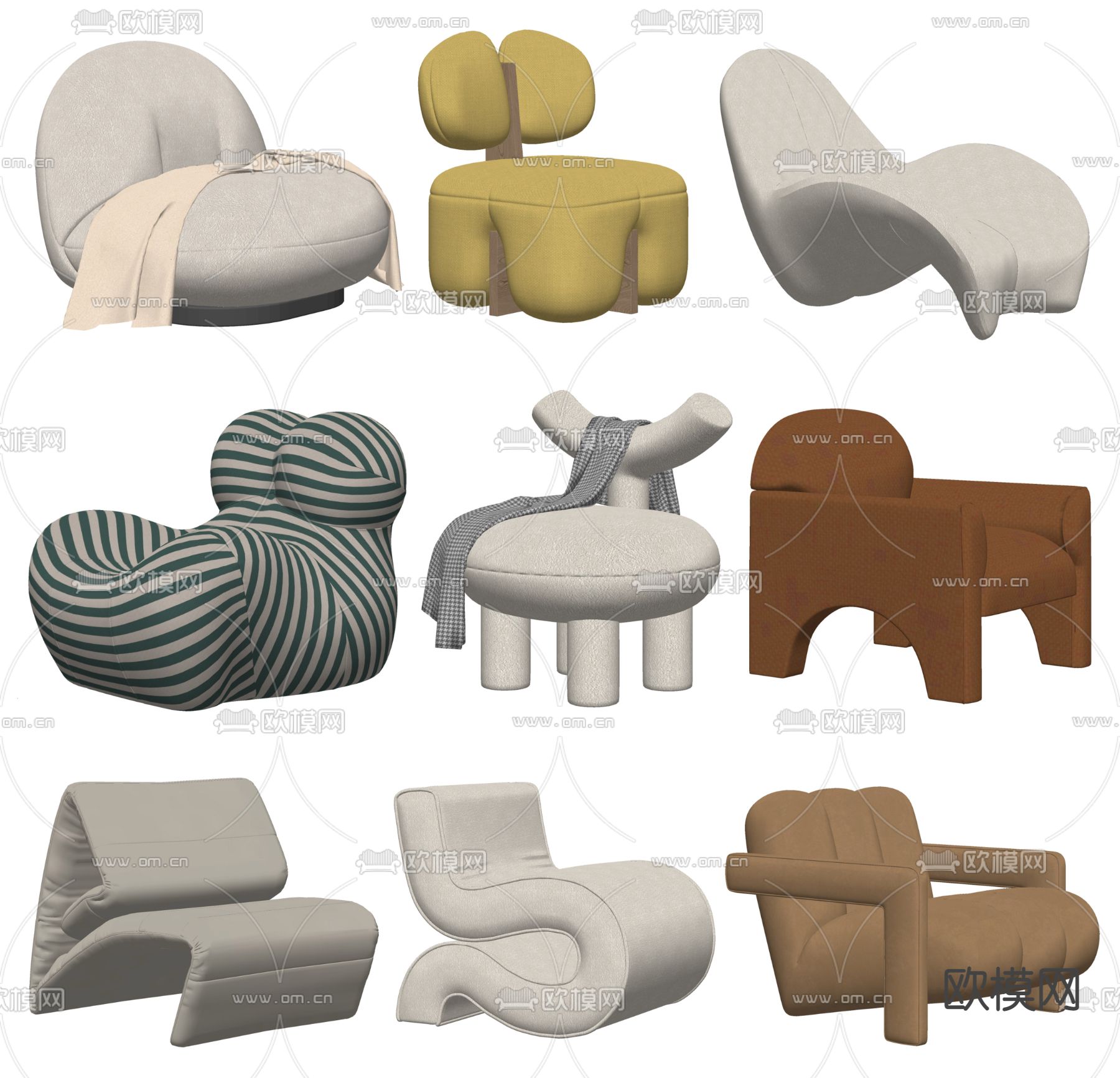 现代单人沙发su模型