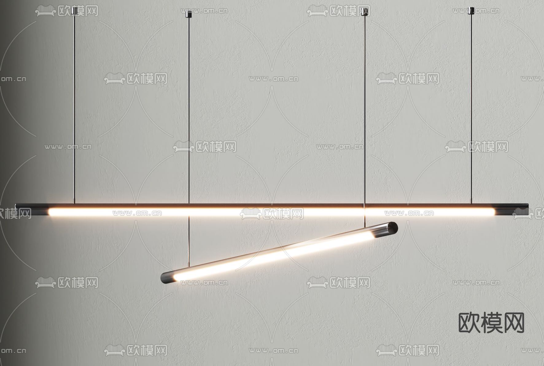 长吊灯 办公吊灯3d模型下载