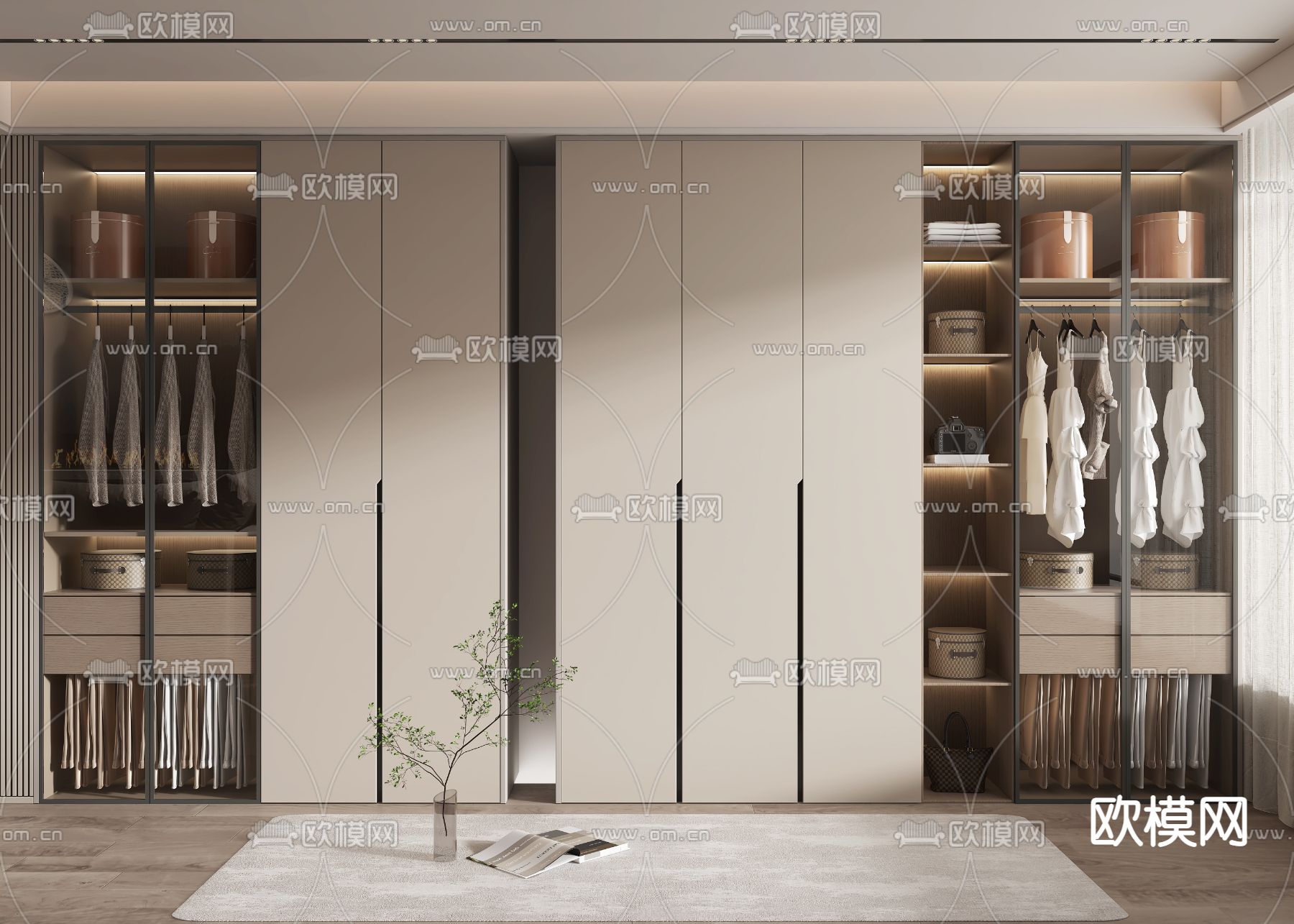 现代衣柜3d模型下载