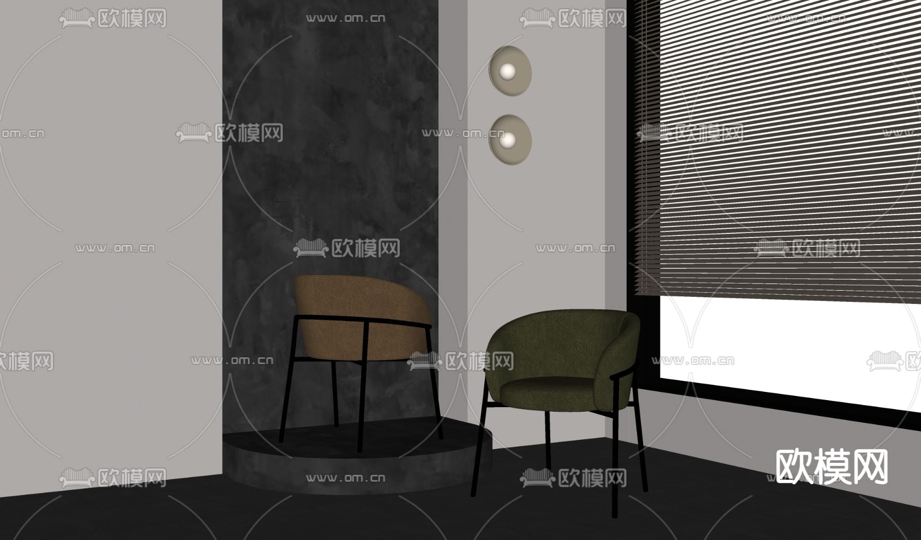 现代皮革单椅 椅子su模型