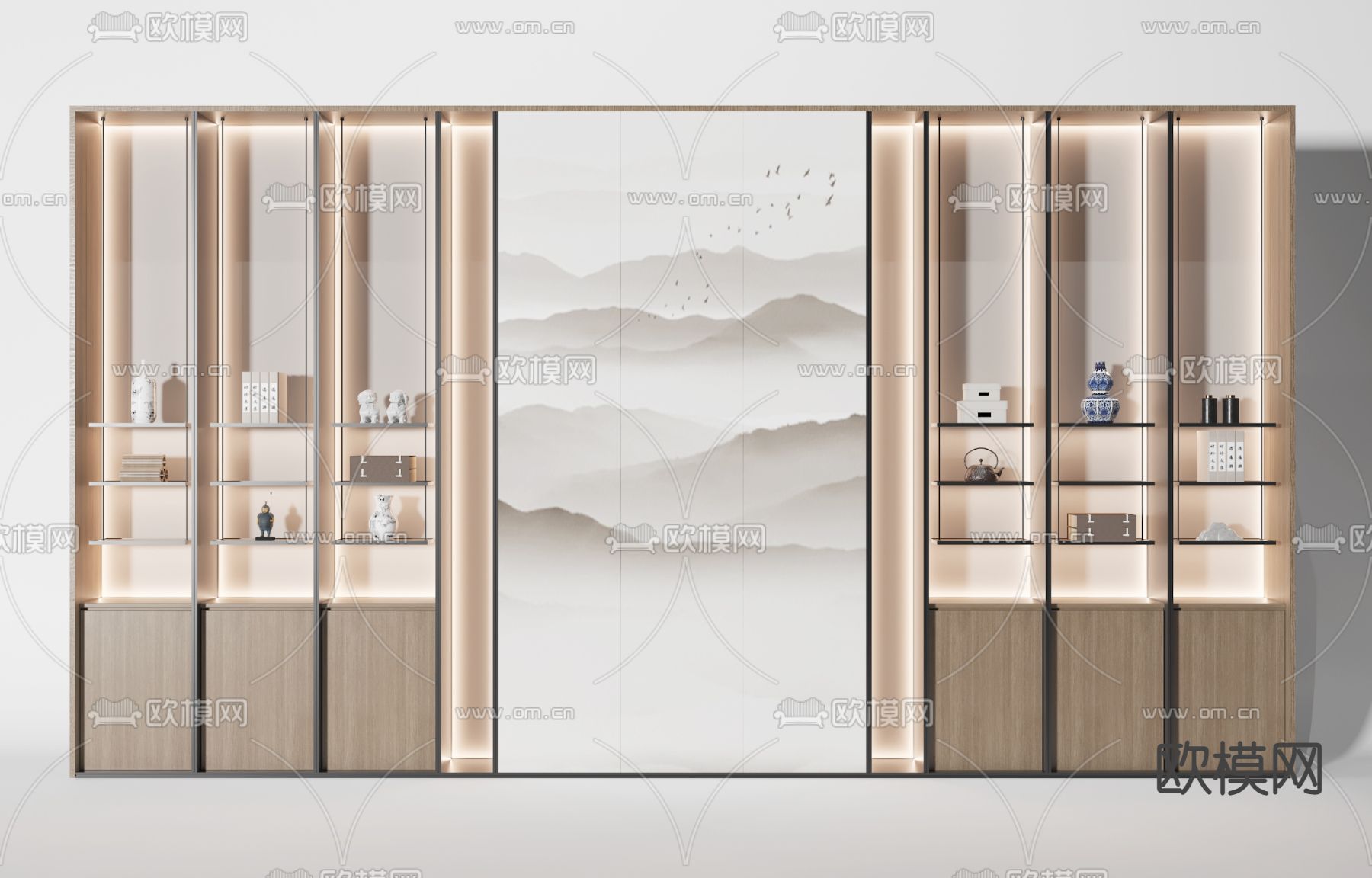 新中式装饰柜 储物柜3d模型下载