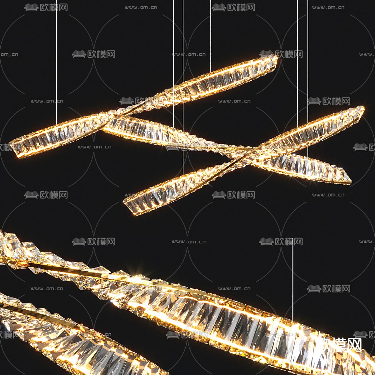 轻奢水晶吊灯 装饰吊灯3d模型下载（渲染图1）