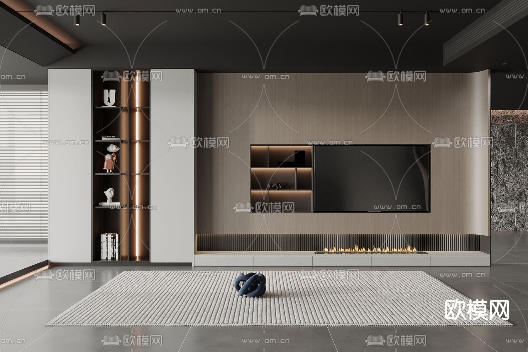 现代电视背景墙3d模型下载