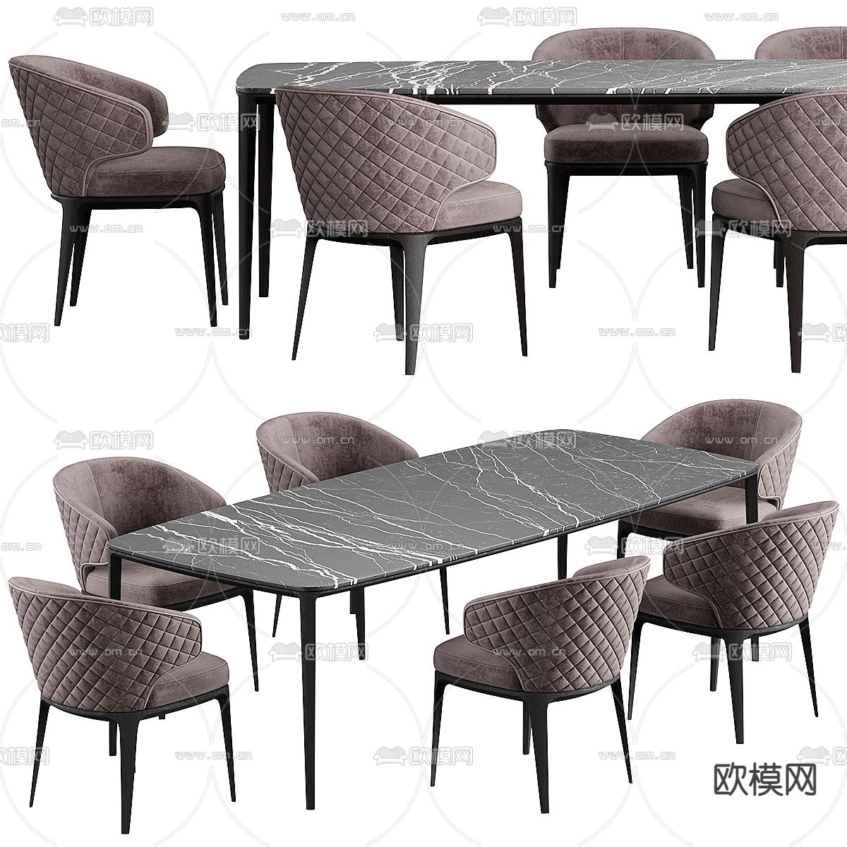 Poliform 餐桌椅3d模型下载（渲染图1）