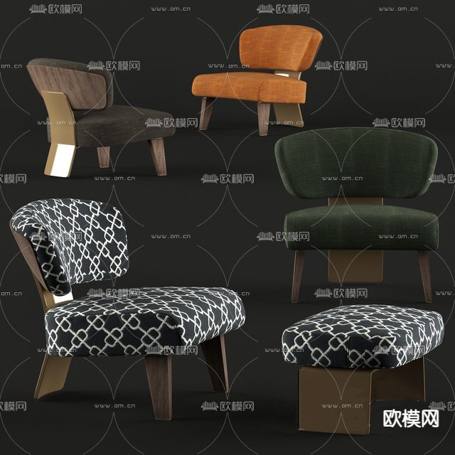 现代轻奢创意单人沙发免费3d模型下载