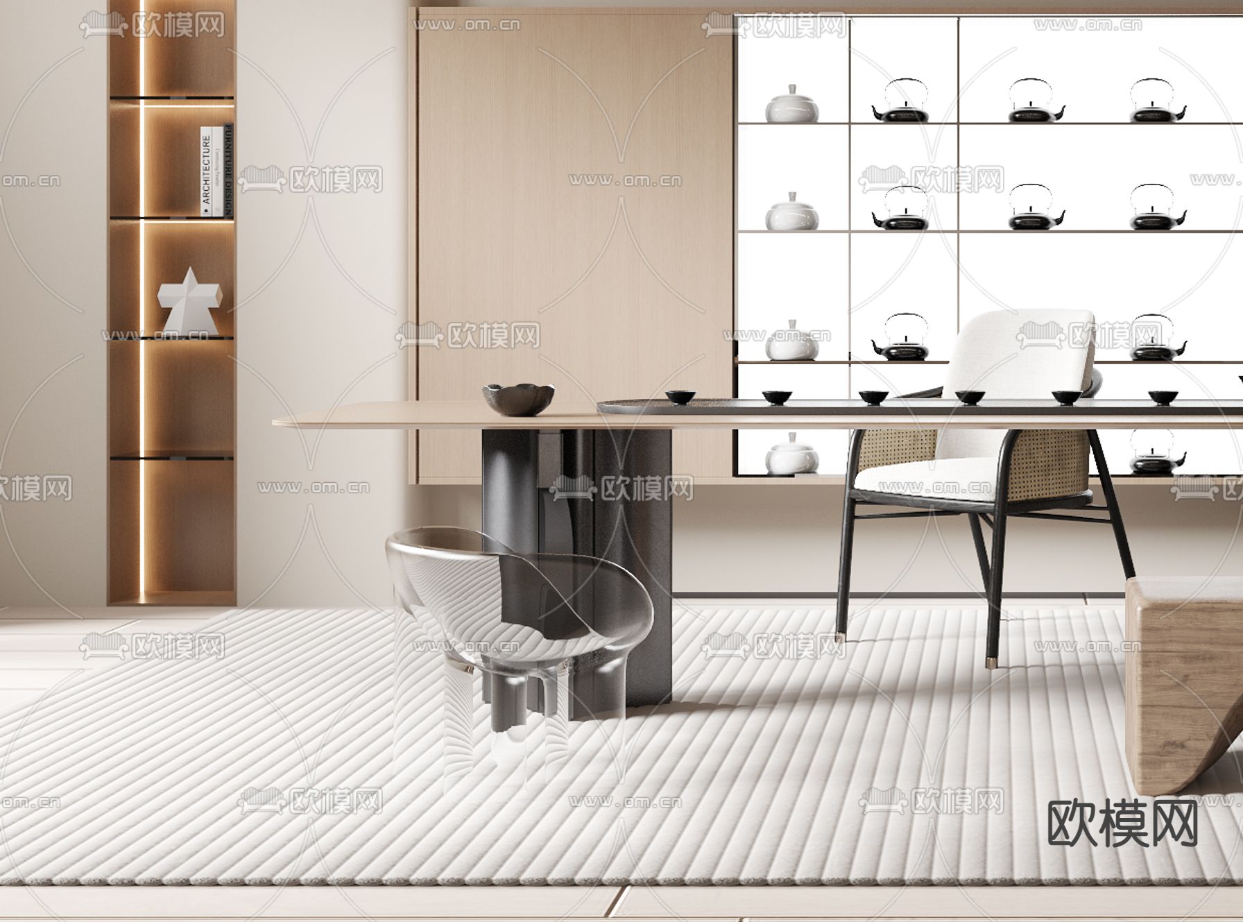 奶油风茶室3d模型下载（渲染图2）